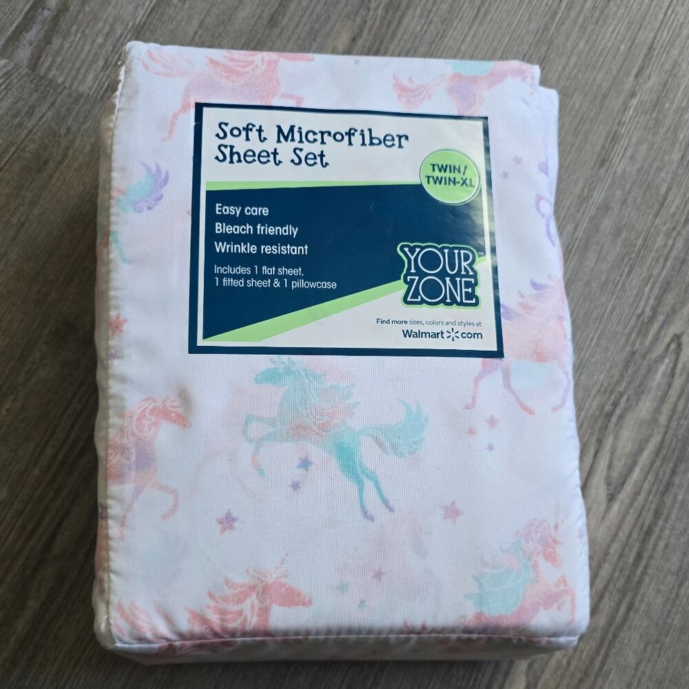 Your Zone Unicorns Sheet Set Twin/Twin-XL Soft Microfiber Brand New